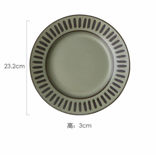 Popular embossed ceramic plate (9-inch black soil shallow plate-bamboo pattern)