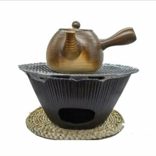 爆款圍爐煮茶套裝炭火（伍德爐 -黑色+烤網+側把壺+草墊）