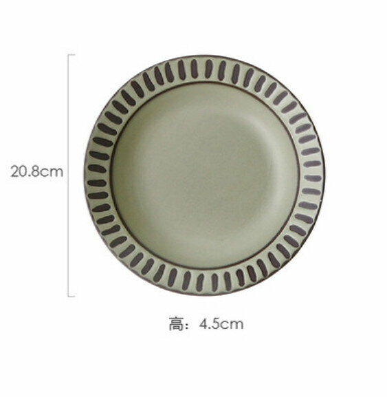 Hot style embossed ceramic plate (8-inch black earth deep plate-bamboo pattern)