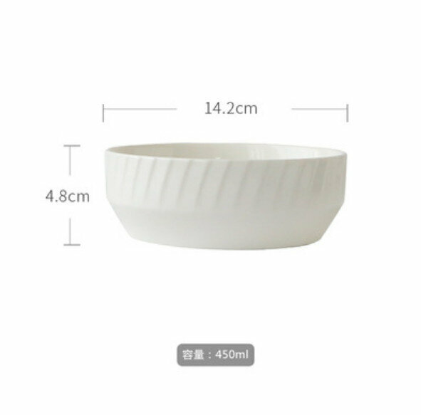 Popular spiral pattern color glazed ceramic bowl (5.5-inch noodle bowl - white)