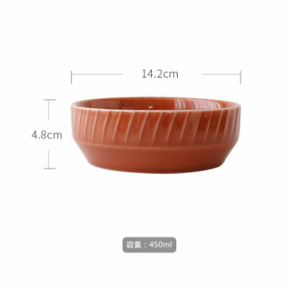 Popular spiral pattern color glazed ceramic bowl (5.5-inch noodle bowl-orange)