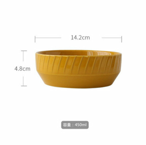 Popular spiral pattern color glazed ceramic bowl (5.5-inch noodle bowl-yellow)