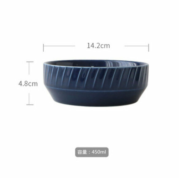 Popular spiral pattern color glazed ceramic bowl (5.5-inch noodle bowl-blue)