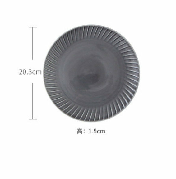 Popular spiral pattern glazed ceramic plate (8-inch small round plate-grey)