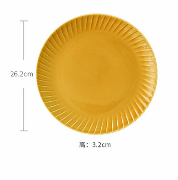 Popular spiral pattern glazed ceramic plate (10.3-inch large disc-yellow)