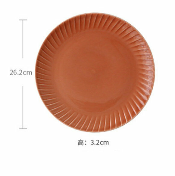 Popular spiral pattern glazed ceramic plate (10.3-inch large disc - orange)