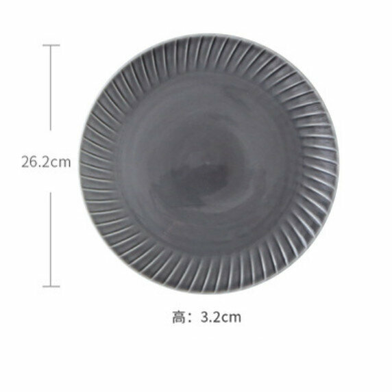 Popular spiral pattern glazed ceramic plate (10.3-inch large disc - gray)
