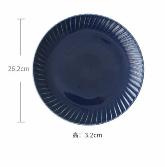 Popular spiral pattern glazed ceramic plate (10.3-inch large disc - blue)