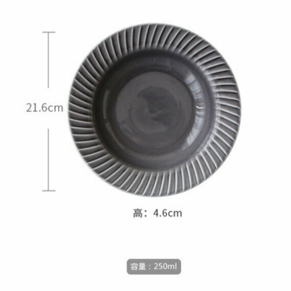 Popular spiral pattern glazed ceramic plate (8.5-inch soup plate - gray)