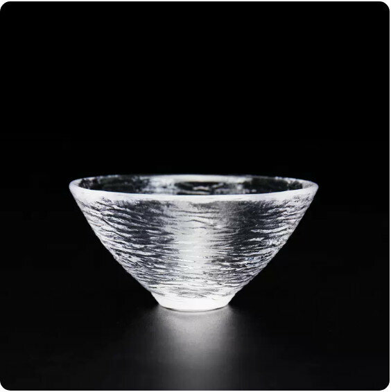 爆款耐高溫玻璃茶杯（水紋斗笠杯）【尺寸：長7.7cm高4cm容量50ml】