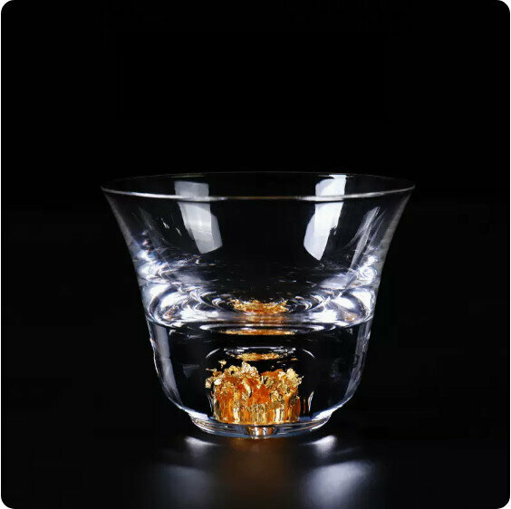 Popular high-temperature resistant glass teacup (Shuiyang-wide mouth gilt glass single cup) [Size: length 7.6cm, height 6.7cm, capacity 70ml]