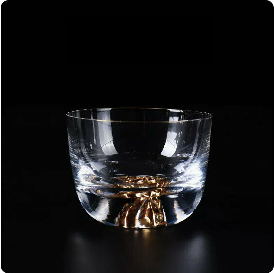 Popular high temperature resistant glass tea cup (Shui Yang - round mouth gilt glass single cup) [size: length 7.1cm, height 5.3cm, capacity 80ml]