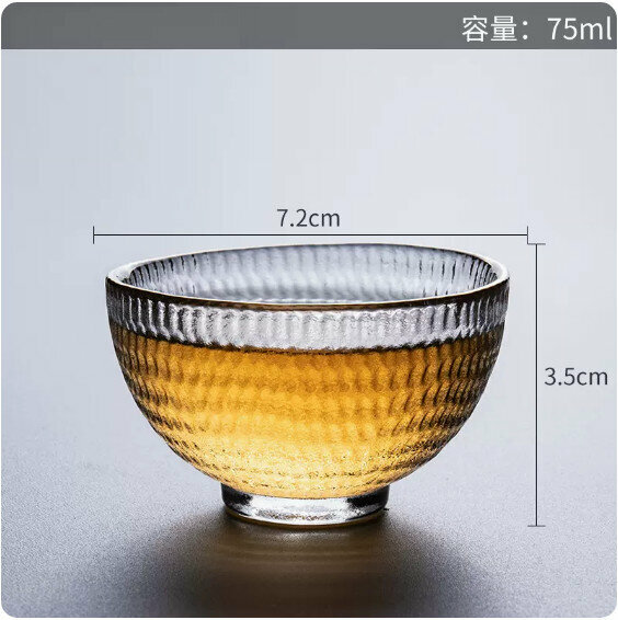 爆款家用加厚耐熱玻璃茶杯（描金菱點碗杯）