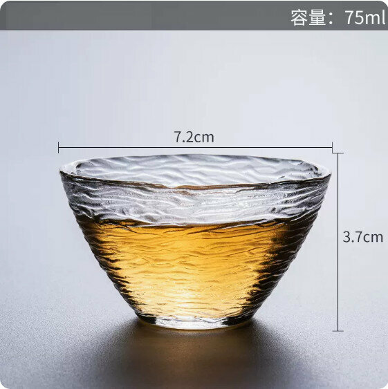 爆款家用加厚耐熱玻璃茶杯（冰紋斗笠杯）
