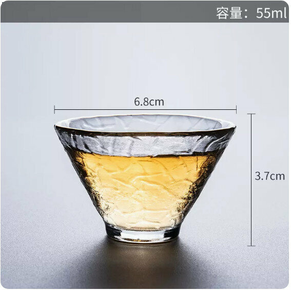 爆款家用加厚耐熱玻璃茶杯（描金鹿紋斗笠杯）