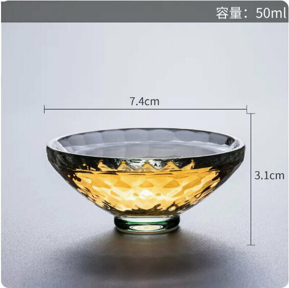 爆款家用加厚耐熱玻璃茶杯（盤子水晶換色錘紋杯）