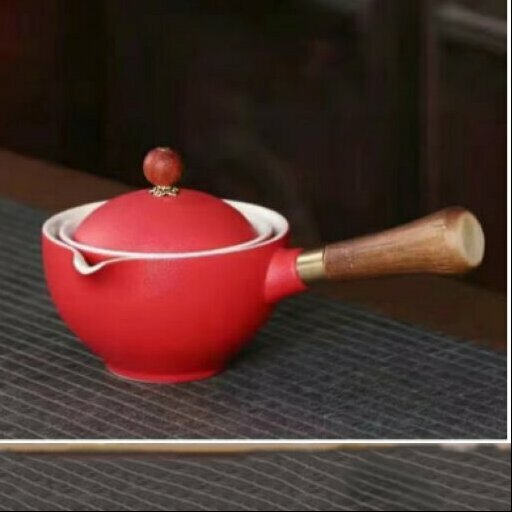 Popular ceramic Kung Fu tea set (bright red side handle pot)