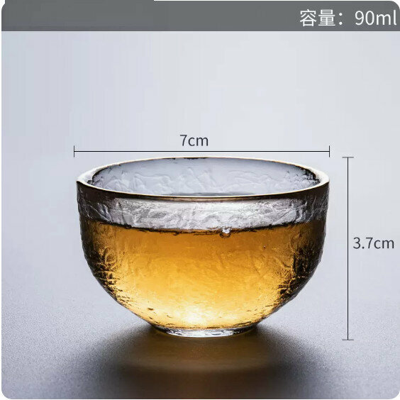 爆款家用加厚耐熱玻璃茶杯（描金鎚冰碗杯）
