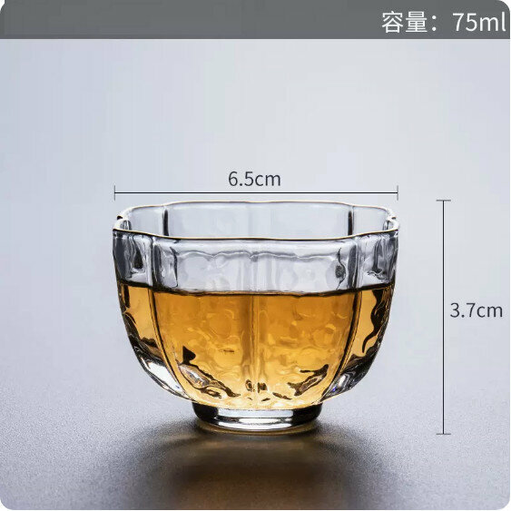 爆款家用加厚耐熱玻璃茶杯（宏虎D2金邊品杯）