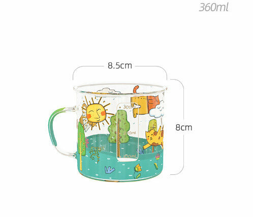 Popular high borosilicate heat-resistant glass graduated cup (specification: small flying cat 360ml)