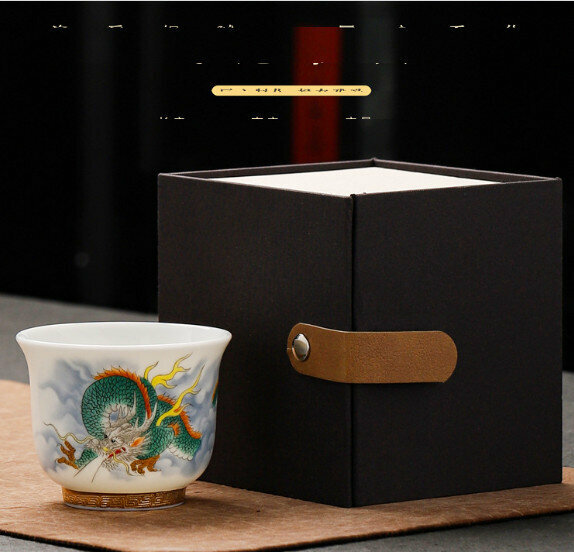 爆款陶瓷茶杯/單個【飛龍在天（10款）】【規格：7.7*6.1cm容量140ml】