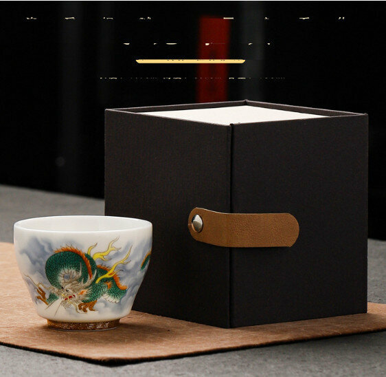 爆款陶瓷茶杯/單個【飛龍在天（12款）】【規格：7.7*6.1cm容量140ml】