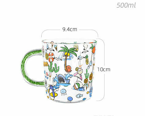 Popular cartoon glass (specification: beach (500ml))
