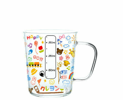 Popular glass cartoon with scale (specification: black crayon weather glass (600ml))