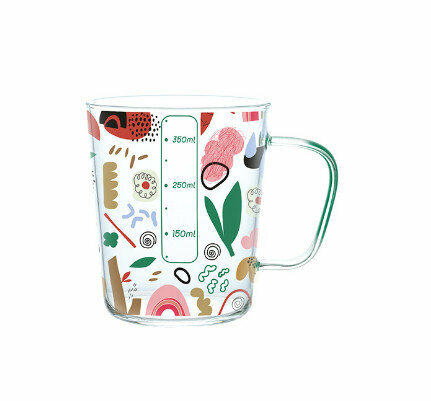 Popular glass cartoon with scale (specification: flower field glass (600ml))
