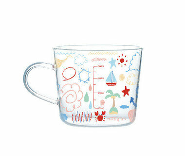 Hot-selling graduated glass high-temperature roasted flower craft cup (Specification: Watermelon Weather (500ml))