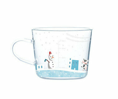 Hot style glass cup with scale and high temperature roasting craft cup (Specification: Winter Love White (500ml))