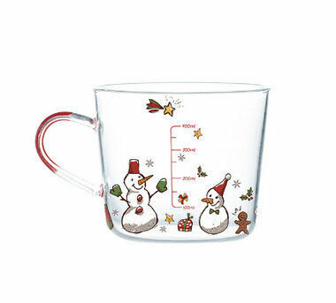 Hot-selling graduated glass high-temperature roasted flower craft cup (Specification: Christmas tree (500ml))