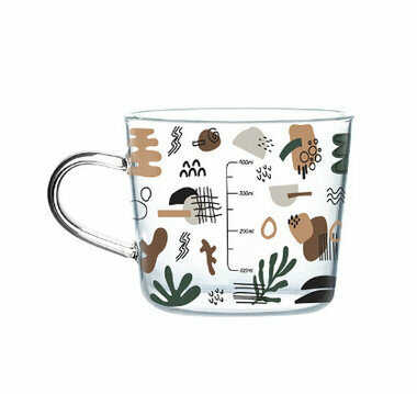 Hot-selling graduated glass high-temperature roasted flower craft cup (Specification: Sundae A (500ml))