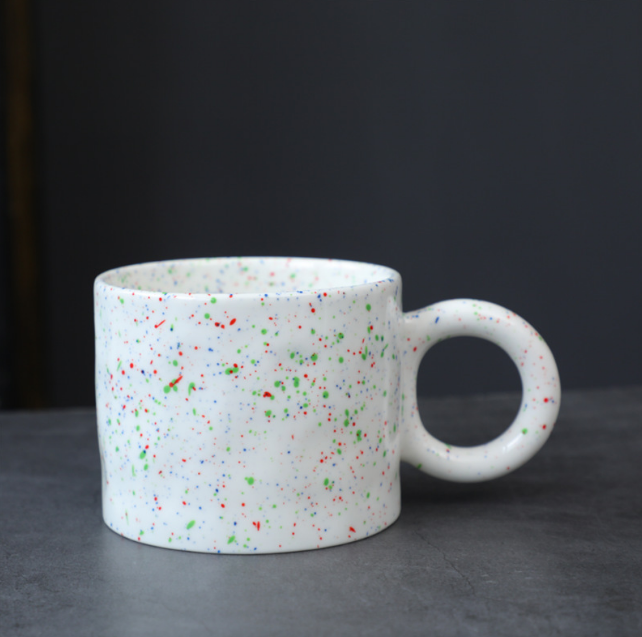Popular ink dot ceramic coffee cup (big ear mug-465ml)