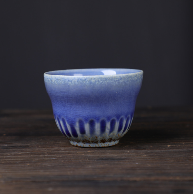 爆款功夫茶杯（葫蘆品茗杯-窯變藍120ml）