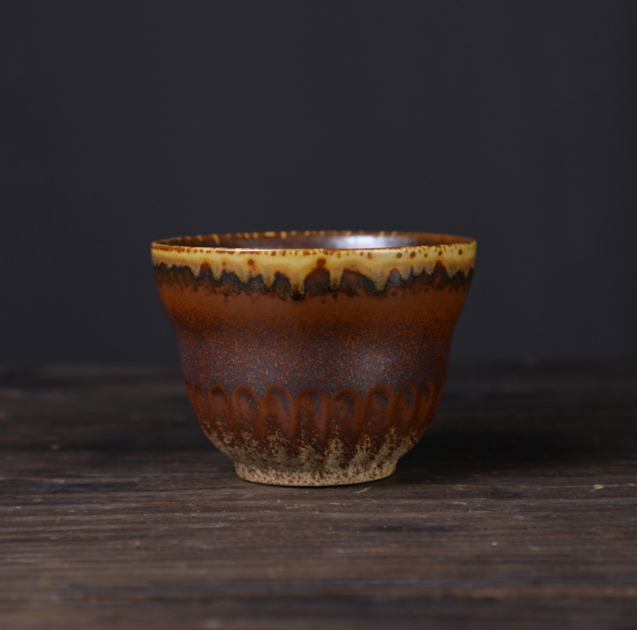 爆款功夫茶杯（葫蘆品茗杯-窯變棕色120ml）
