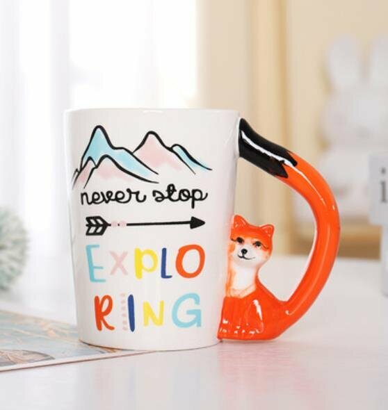 Popular ceramic mug with cartoon animal handles (7 little fox handles)