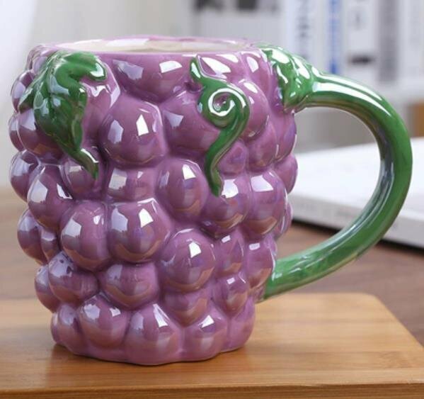 Popular fruit-shaped ceramic mug-(grape without lid)