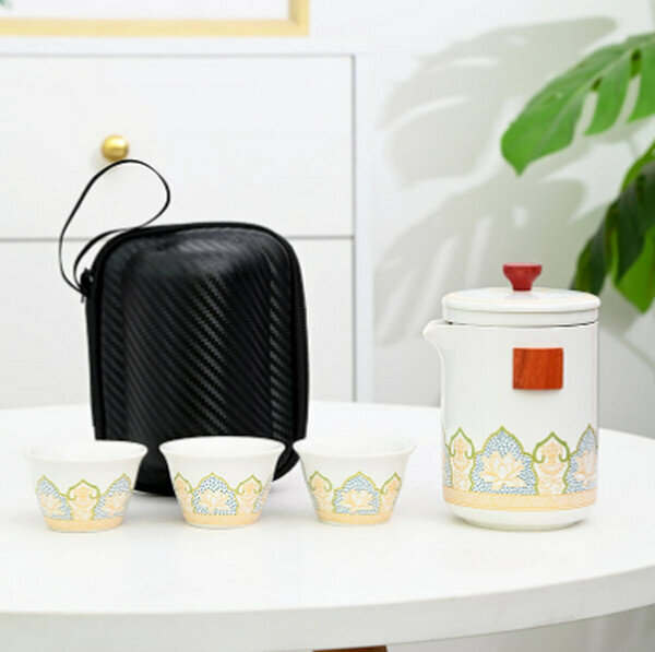 爆款旅行功夫茶具套裝陶瓷快客杯【古韻茶具小套組（白）】