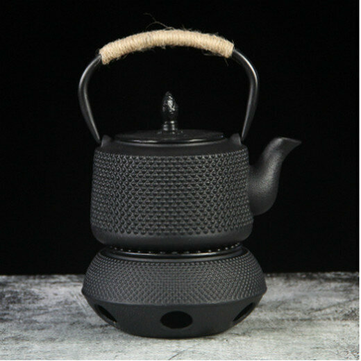 熱推鑄鐵壺蠟燭酒精燈加熱（顆粒爐+850ml立體顆粒鐵壺)