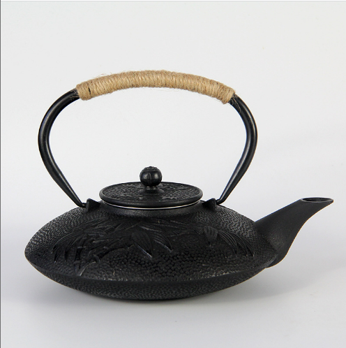 Hot push iron teapot tea set (800ml flat bamboo [bright light inside])
