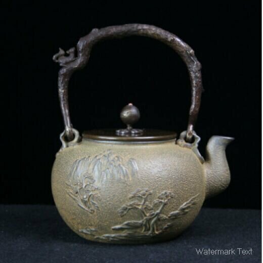 熱推復古鑄鐵壺茶壺（山水【龜文堂口】)