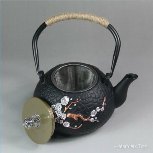熱推傲梅鐵壺茶壺（銅蓋款彩繪傲梅【帶過濾網】)