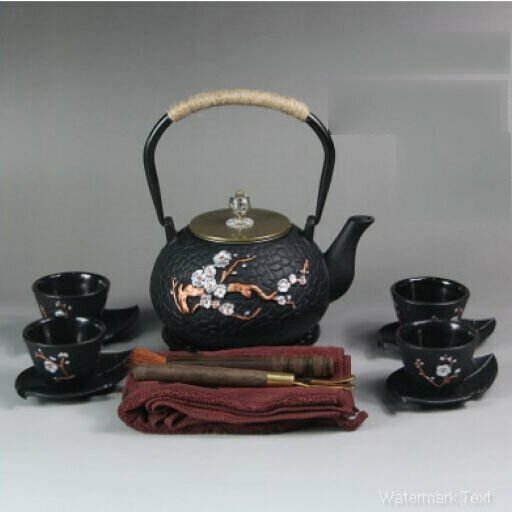 熱推傲梅鐵壺茶壺（銅蓋款彩繪傲梅13件套【帶過濾網】)