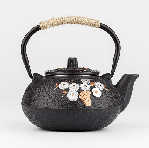 熱推梅竹手工鑄鐵壺茶壺（600ml梅竹彩繪)