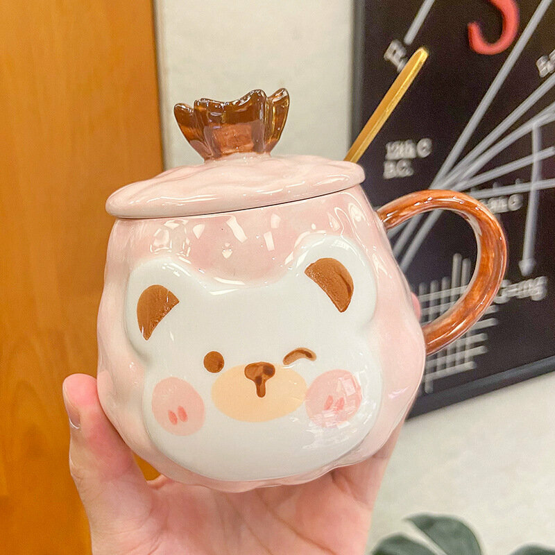 Hot recommended personalized creative ceramic cup water cup (pink 400ML)