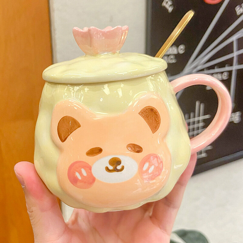 Hot recommended personalized creative ceramic cup water cup (yellow 400ML)