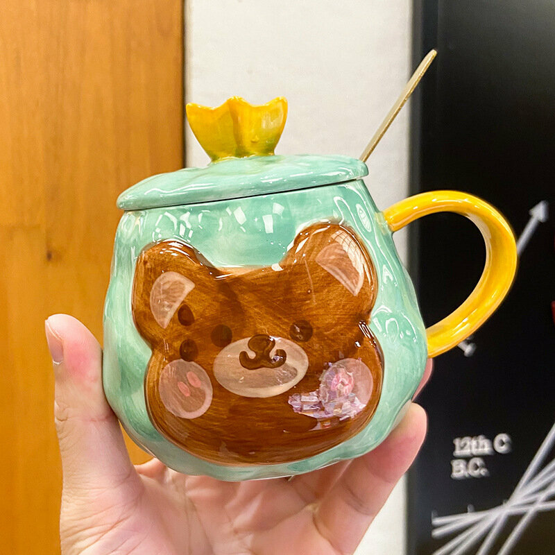 Hot recommended personalized creative ceramic cup water cup (green 400ML)