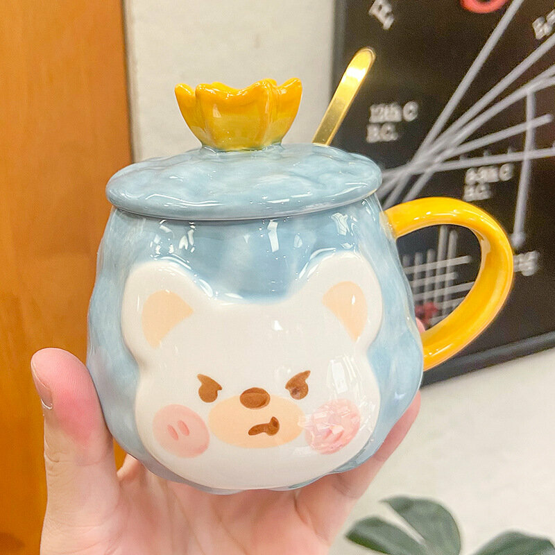 Hot Recommended Personalized Creative Ceramic Cup Water Cup (Blue 400ML)