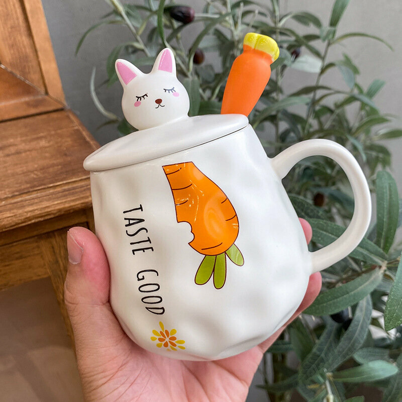 Hot recommended personalized creative ceramic cup water cup (carrot spoon with porcelain lid-C 400ML)